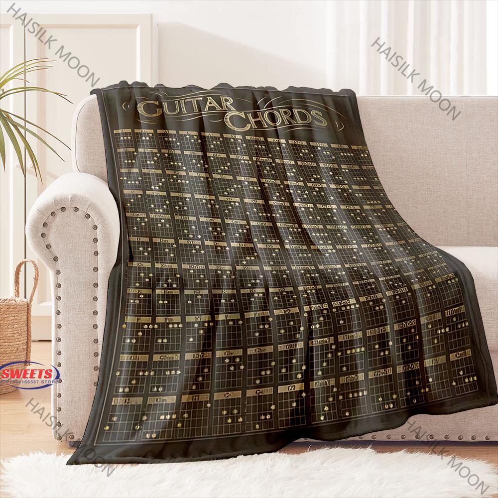Music Lover Gift Blanket Music Theory Knowledge Guitar Sheet Music Print Blanket Bedroom Living Room Shawl Blanket Fast Shipping