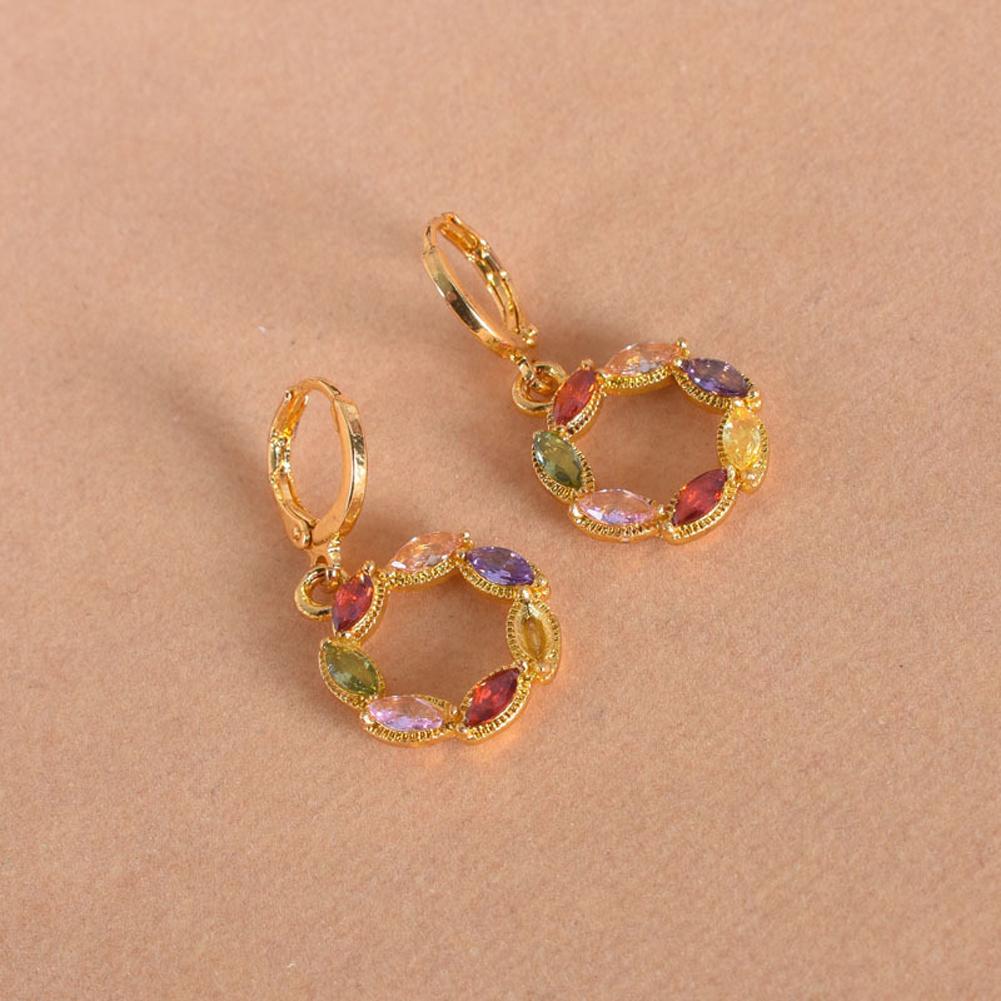 1 Pairs of Women's Earrings 18 k Gold Plated Geometric Zircon Topaz Earrings