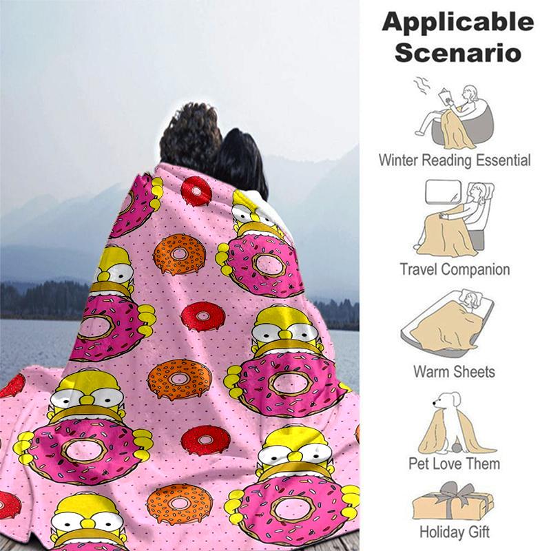 1Pc Simpsons Donut Blanket Soft And Comfortable Casual Warm Camping Travel Christmas Halloween Gift M921903