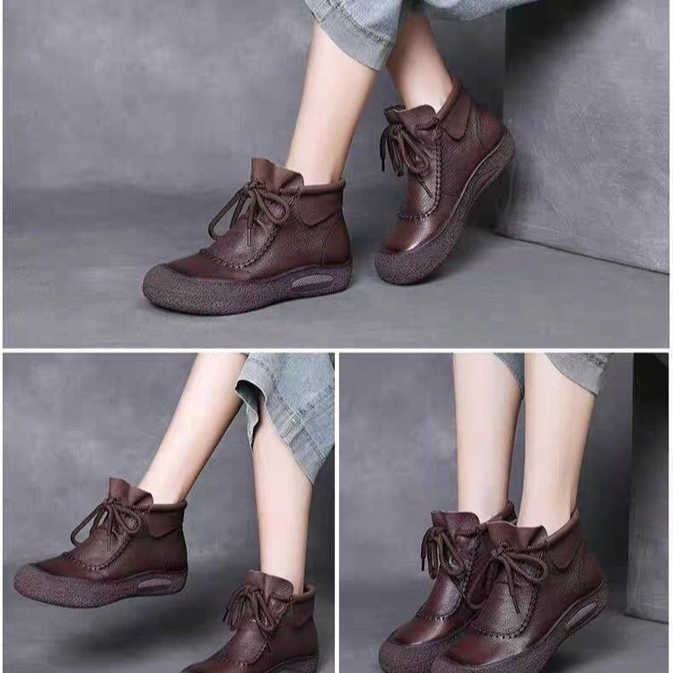 Fashion 2024Women's Shoes National Style Antiskid Soft Soled Flat Shoes Casual Short Boots Autumn and Winter New Women's Boots