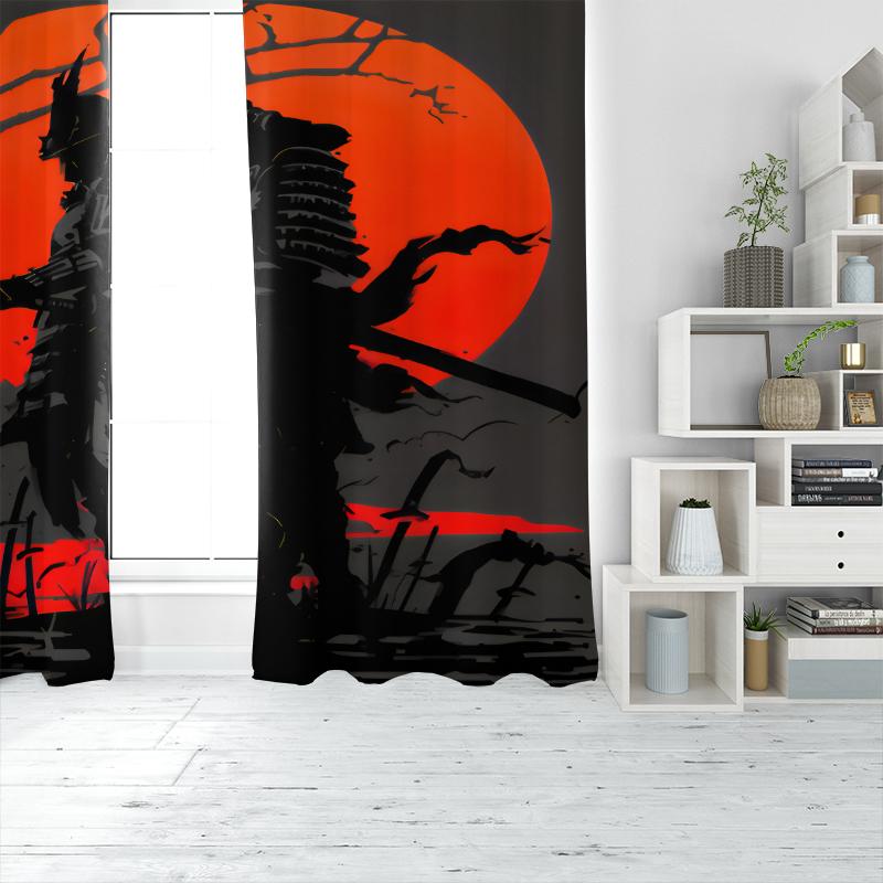2pcs- Dusk Warrior Polyester Curtains, Pole bag curtains 42*84, bedroom, living room, home room decoration