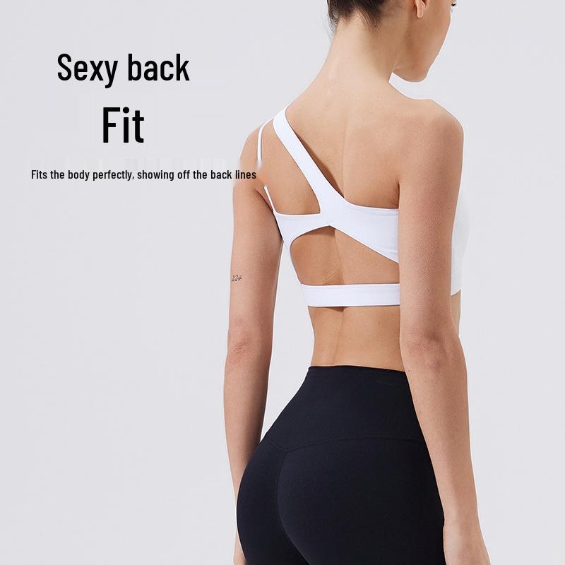 Gränsöverskridande Enaxlad Sport-BH för Yoga med Oregelbundna Band - Stötsäker, Vacker Ryggdesign för Fitness & Löpning