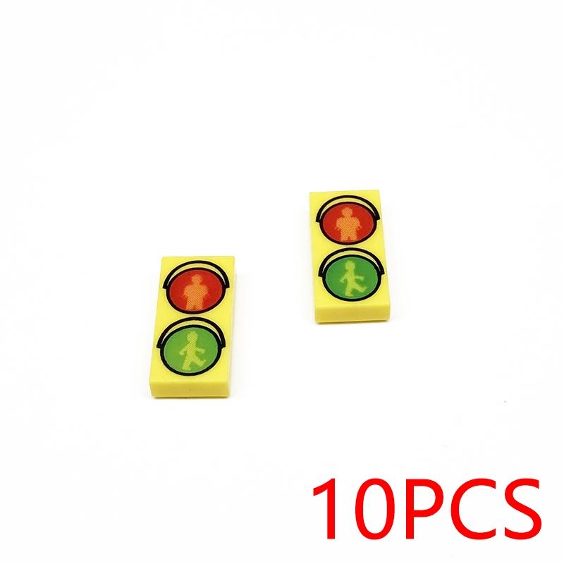 MOC Printed Tile ToyCompatible Brick Accessories Building Blocks City PC Phone Clock Pizza Parts Bricks Children Kids