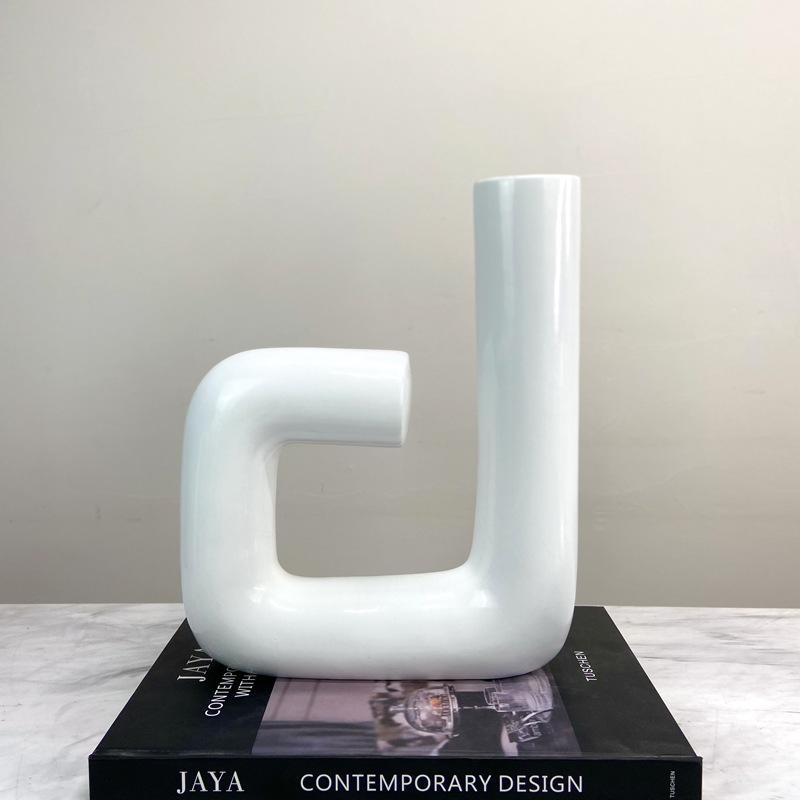 Light Luxury Electroplated Elbow Ornaments Vase Creative Twisted Flower Utensils Model Room Living Room Coffee Table TV Cabinet Decoration Furnishings