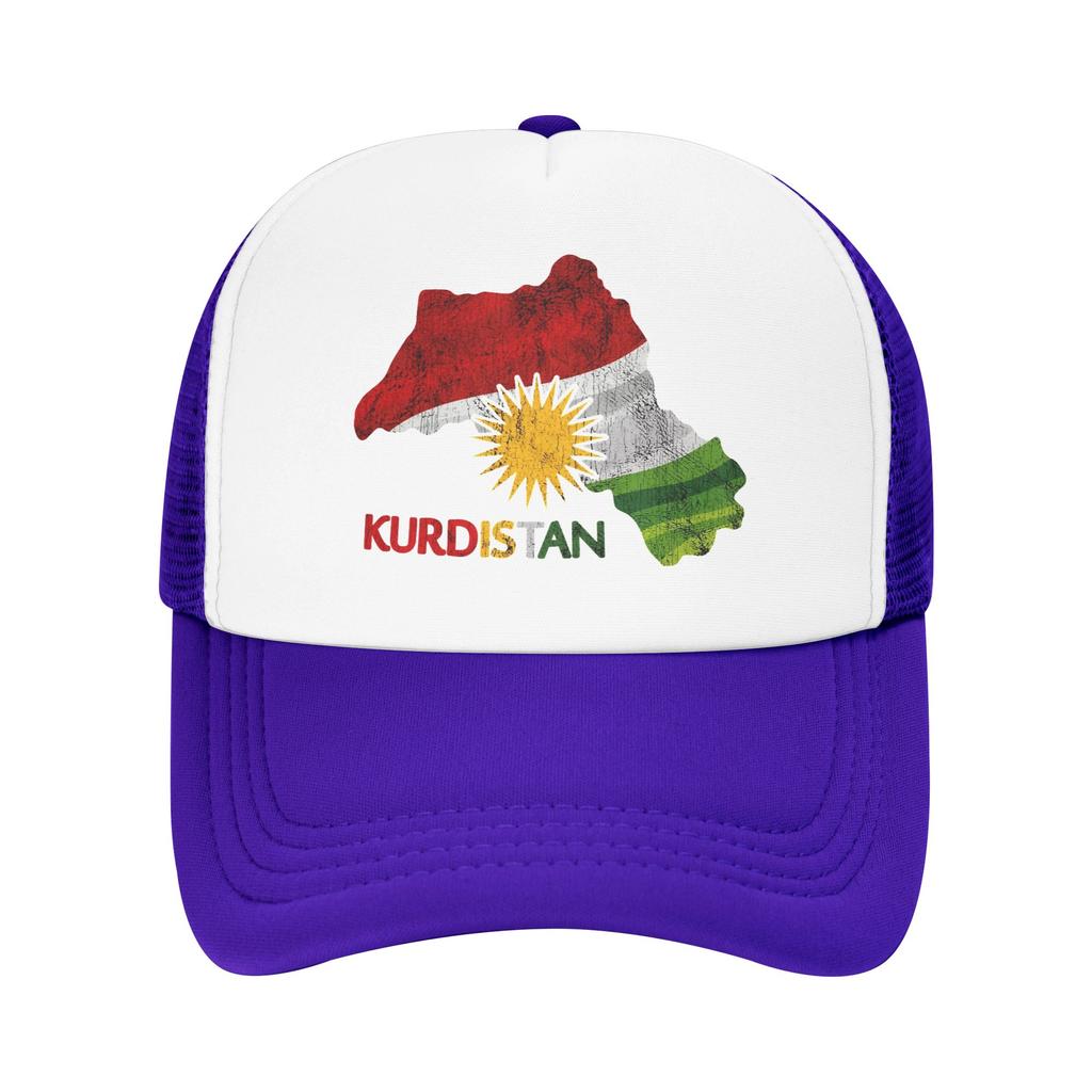 Flag Map of Kurdistan Mesh Baseball Cap Adult Hip-Hop Sun Hats  Hats Breathable Polyester Trucker Cap Wholesale New Trucker Caps