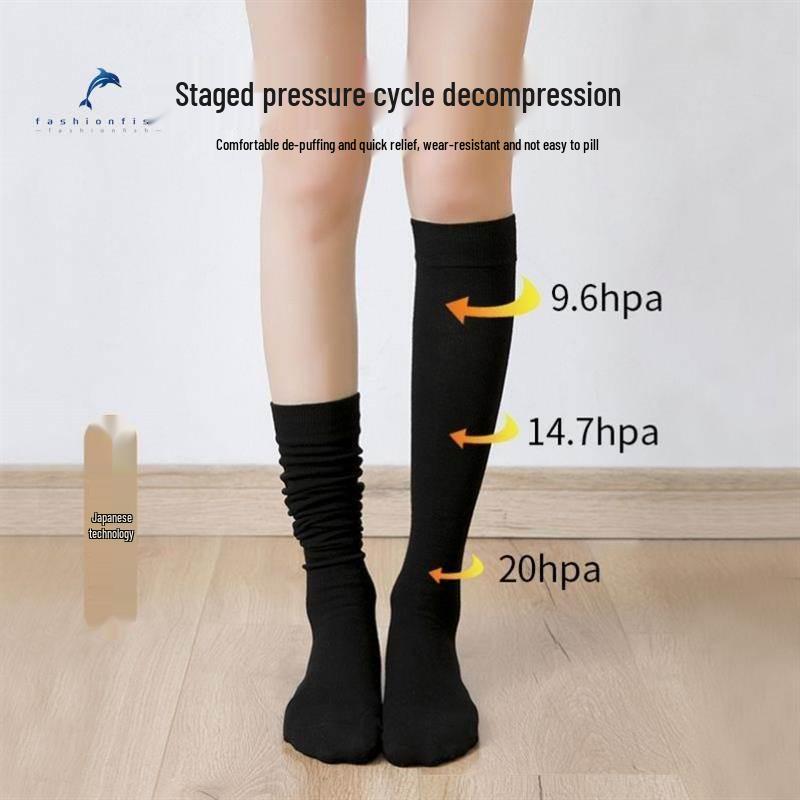 Women's Black Non-Slip Over-the-Knee Latin Dance Socks for Autumn Practice