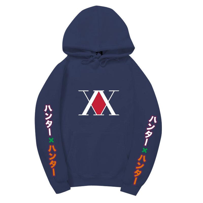 Hunter X Hunter XX Logo Hoodie Color Japanese Vertical Sleeve Print Black Anime Pullover Sweatshirt