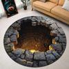 3D Stone Hole Rug Optical Illusion Round Carpet Funny Living Room Mat Unique Gift for Home and Office Home Decor