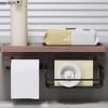 Wooden Metal Tissue Holders Non Punched Toilet Paper Holder Wall Shelf Napkin Holder Roll Paper Holders Tissue Storage Rack