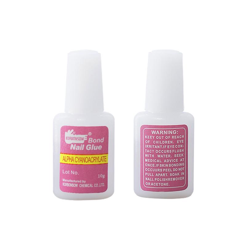 In-Stock Nail Art Glue: Quick-Dry, Strong-Hold for Tips & Gems, with Brush, 10g Pink Bottle