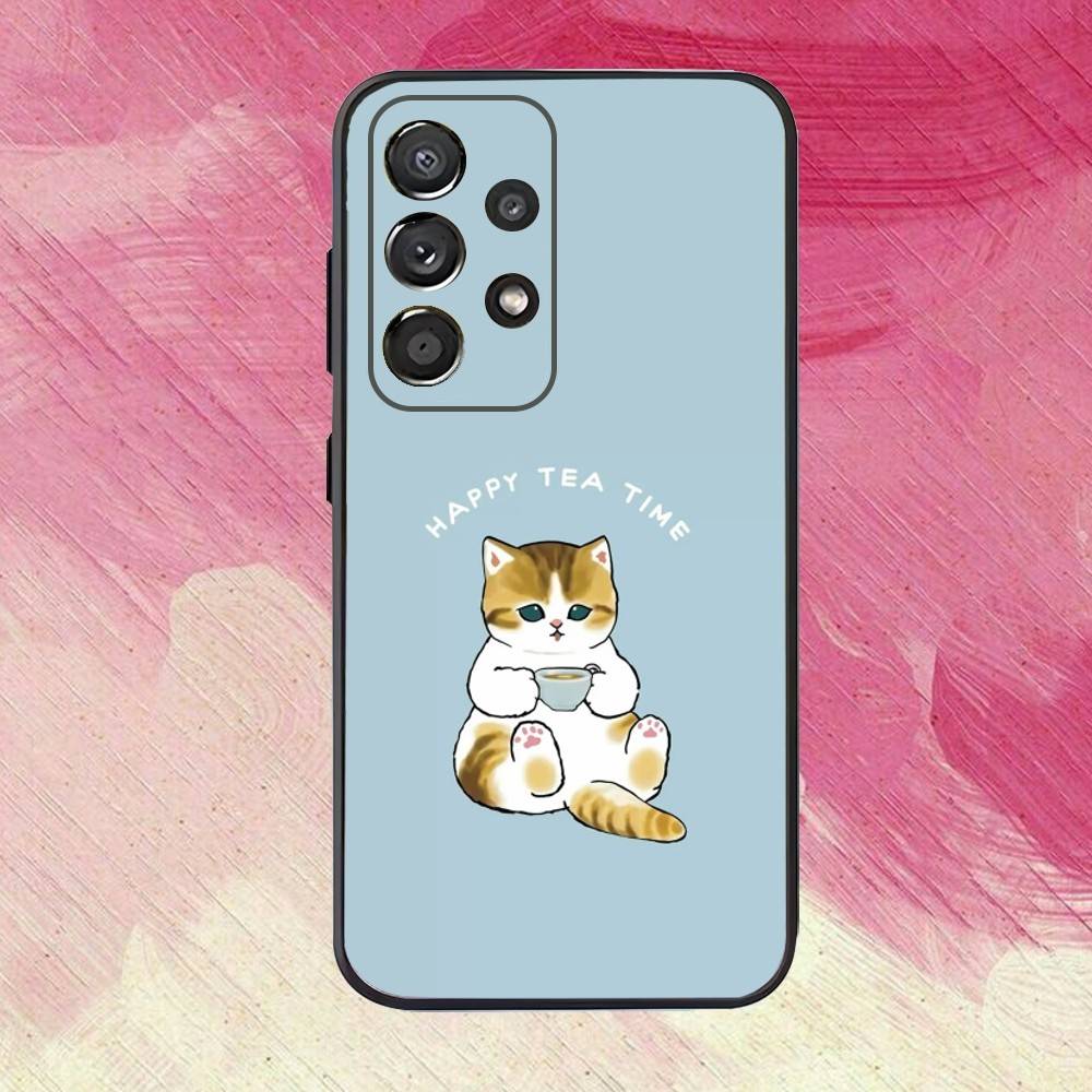 Cute M-Mofusands C-Cat Ear Phone Case For Samsung S25,S24,S21,S22,S23,S30,Ultra,S20,Plus,Fe,Lite,Note,10,9,5G Black Cover