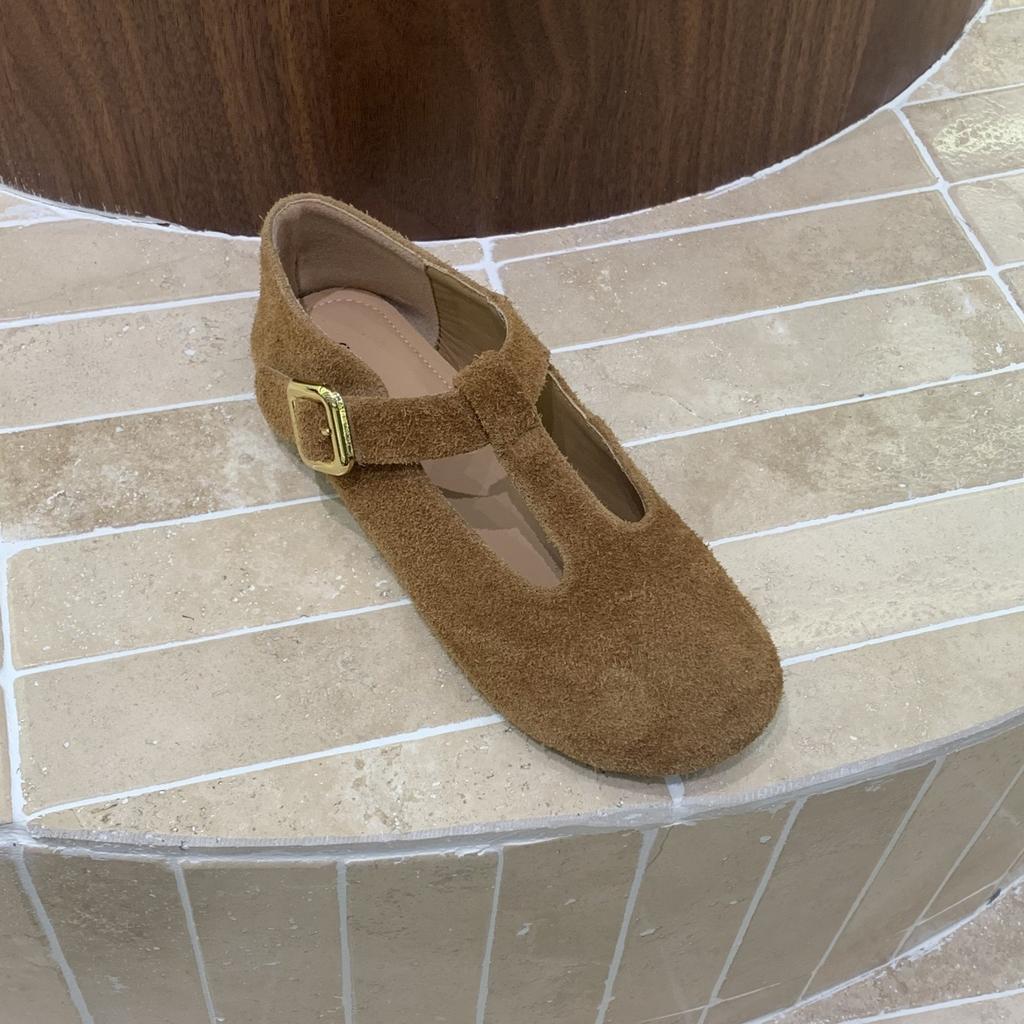 IPPEUM Women Mary Janes Shoes 2025 New Fall Brown Round Toe Ballet Flat Shoe