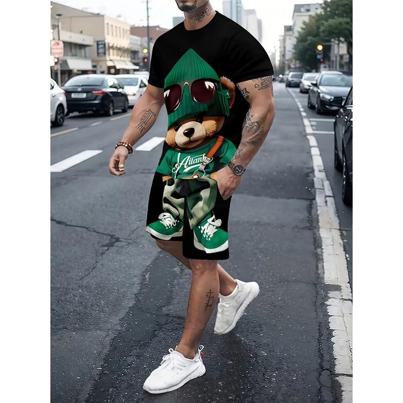 Men's T-shirt And Shorts Set Summer Outdoor Street Men's Fashionable Short-sleeved Top Everyday Casual Men's Beach Shorts