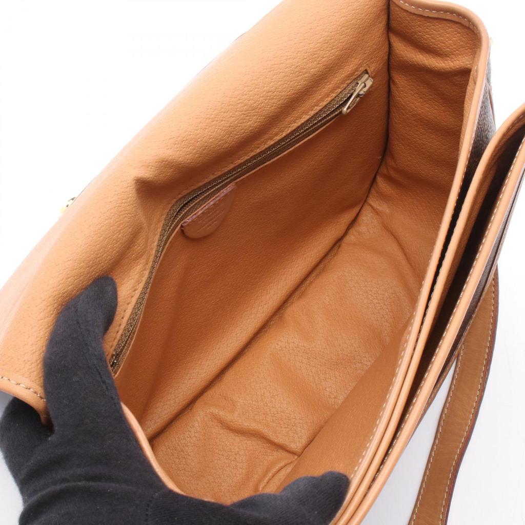 Used CELINE Macadam Shoulder Bag PVC Coated Canvas Leather Brown Used Women