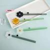 Long Handle Glass Spoon Creative Transparent Glass Dessert Spoon Flower Shaped Colored Coffee Stirring Spoon Stick Bar