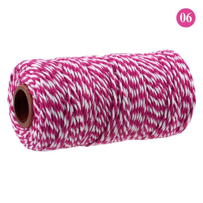 100Meter/Roll Two Colors Cotton Cord Baker Twine Colorful Cotton Crafts Twine Macrame Cord String Bandage Label Rope