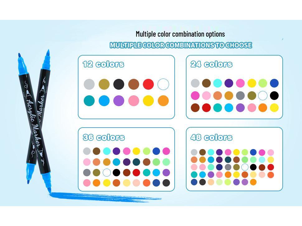 Double-headed Acrylic Marker Pens with Stackable Colors and Soft Brush Tips for Art Painting