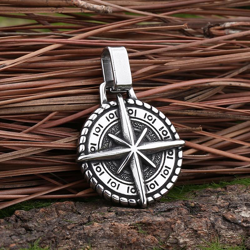 Rune Multi-Style Stainless Steel Amulet Shield Knot&Compass Pendant Necklace Men's and Women's Accessories Party Gift