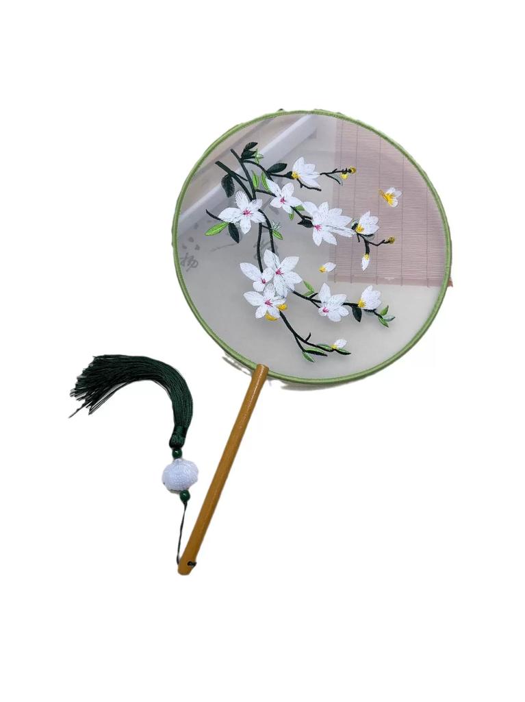 Embroidered Round Fan, Traditional Fan, Fan Dance, Classical Dance, Double-Sided Embroidery, Special Business Gift