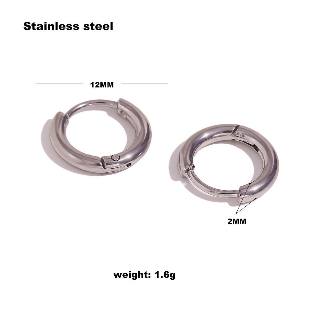 Unisex European Stainless Steel Hoop Earrings with Titanium Ear Studs