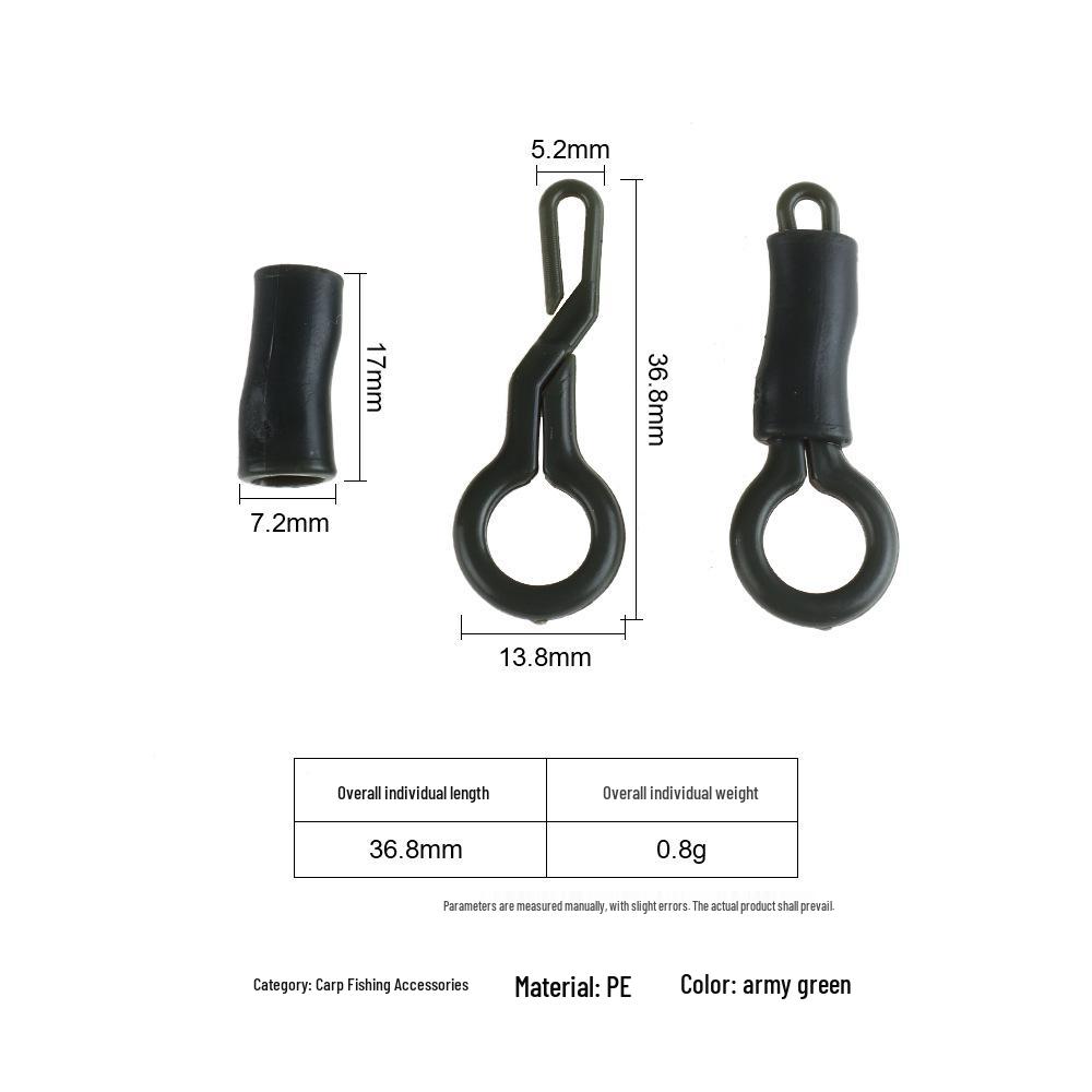 Европейский набор коннекторов с кольцом для карповой ловли 10 Pieces/Bag армия зеленый