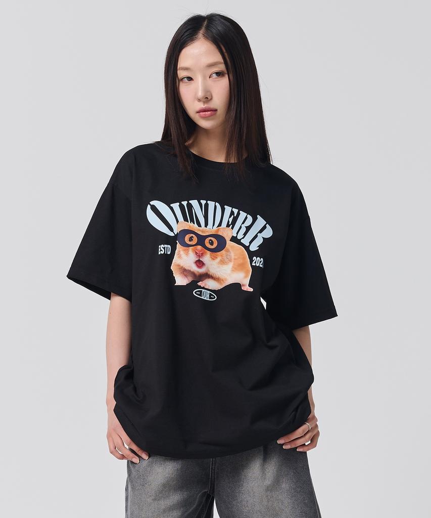 OUNDERR Mask Hamster Short Sleeve T-Shirt (Black)