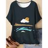 Fashion Women's Crew Neck Short Sleeve 3D Casual Color Printing Casual Short Sleeve Crew Neck T-Shirt