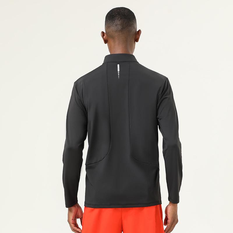 Men’s High-Elastic Long-Sleeve Zipper Henley for Autumn/Winter Running and Fitness