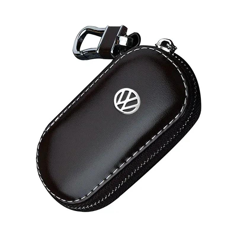 

New Leather Car Key Case Purse Cover for Volkswagen Sharan Golf Passat Jetta Touareg Tiguan Sagitar Lavida Scirocco Accesso чёрный