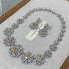 Accessories Pink Flower Necklace Ladies Dinner Wedding Dress Inlaid Zircon Big Flower Earrings Jewelry Crystal