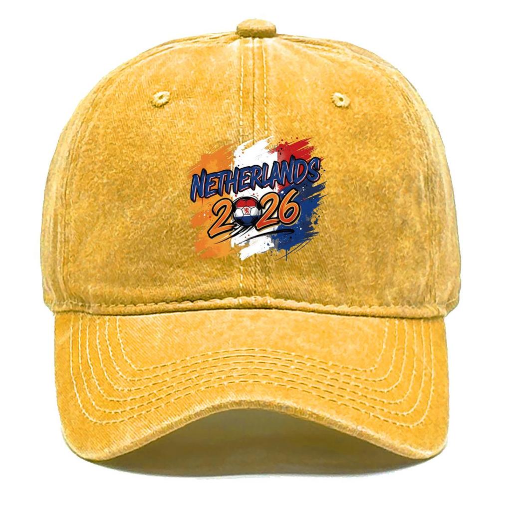 Baseball Hat With 2026 Football Soccer "NETHERLANDS" Flag Printed , Adjustable Sun Hat Casual Hip Hop Retro Unisex Sports Hat