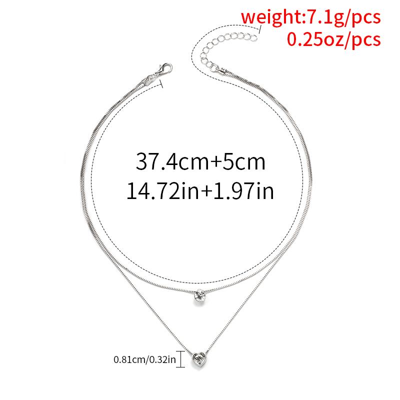 Water Drop Pendant Chain Double Layer Water Drop Pendant Necklace Water Drop Love Heart Pendant Necklace for Women Fashion Party