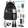 Nylon Drawstring Backpack with Wet Pocket Beach Backpack Durable Equipment Bag  Workout Gear