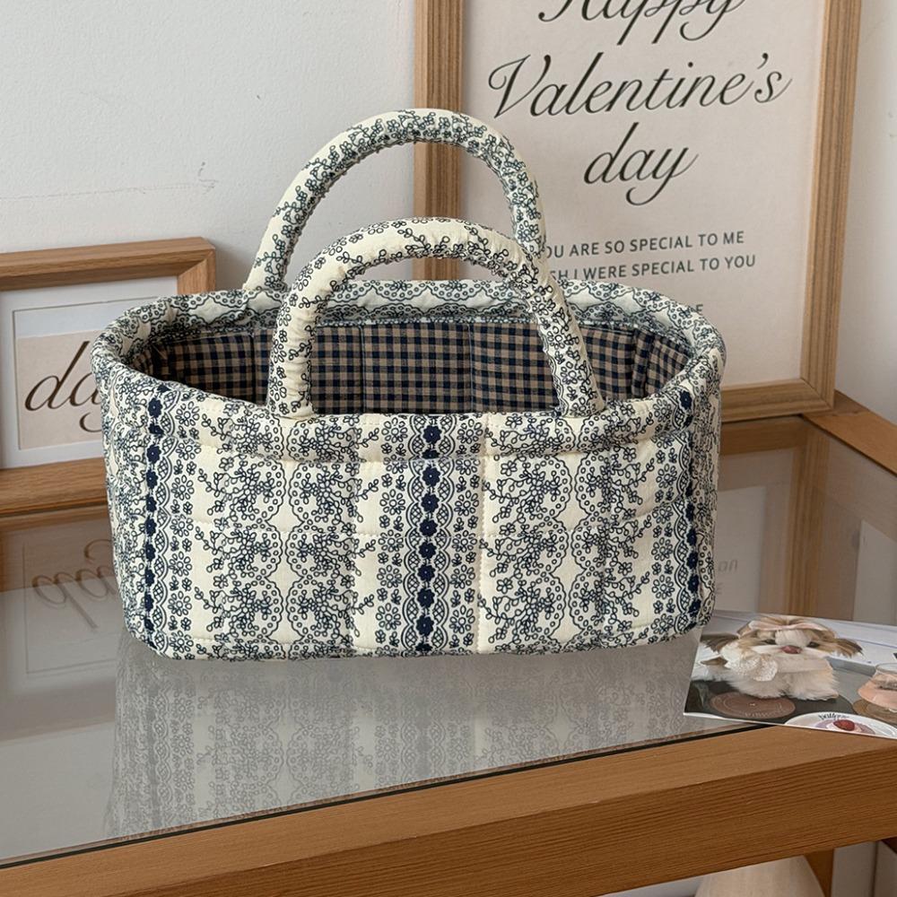 Open Top Quilted Storage Basket Quilted Laundry Basket With Handles  Desktop Organization