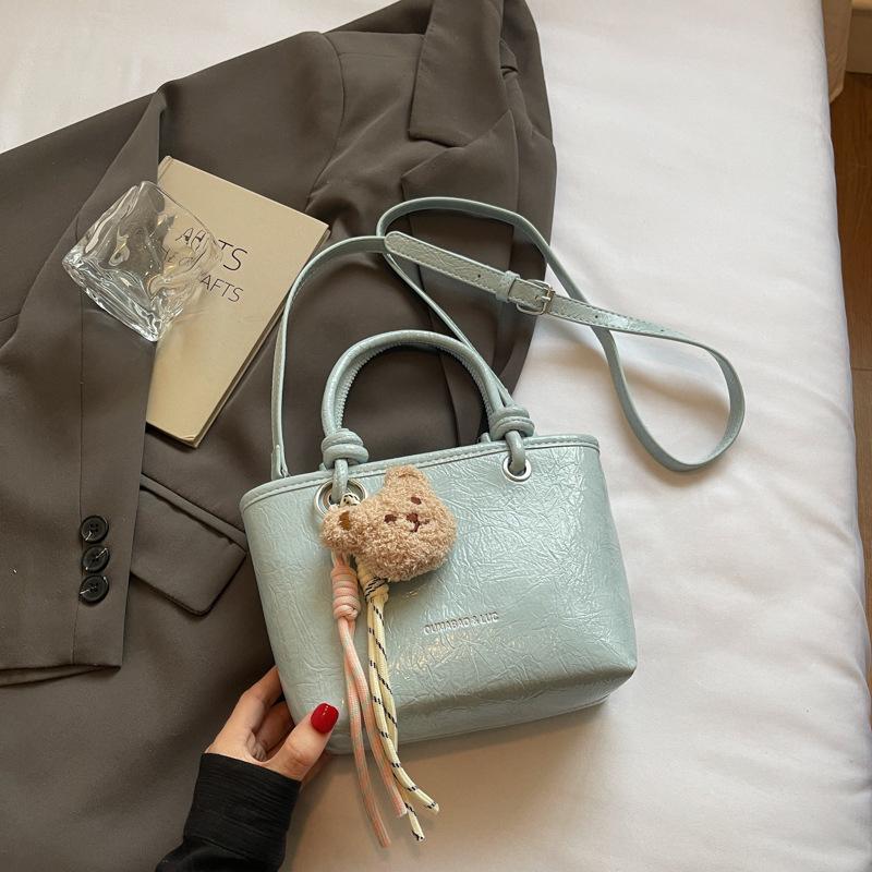 

2025 summer new fashion Korean lychee pattern portable commuter bag women s fashion small tote bag messenger bag синий