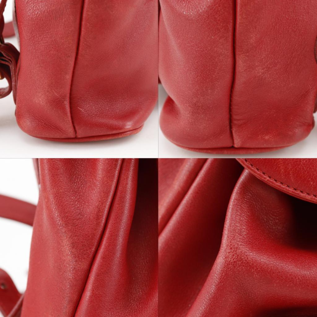 Gucci Bamboo Backpack Daypack 003.3444.0030 Mini Backpack Red Leather Women Used