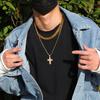 Hip Hop Classic Cross Necklace Hiphop Simple Square Zirconium Pendant Trendy Rap Jewelry