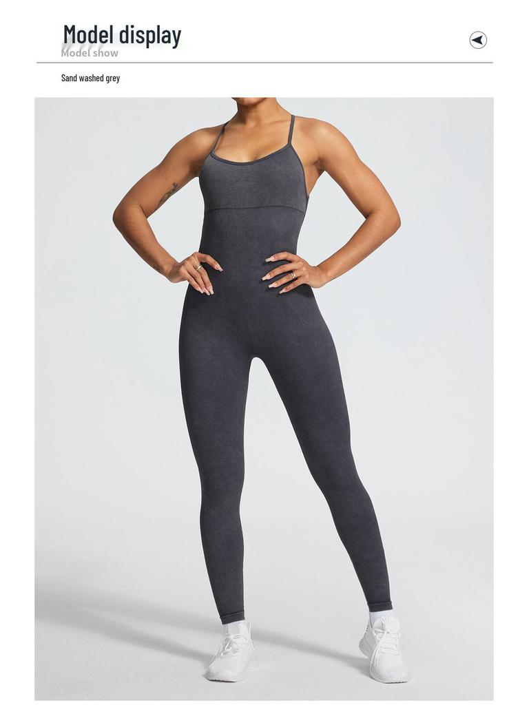 Nahtloser Hochelastischer Yoga-Jumpsuit mit Cross-Back-Design