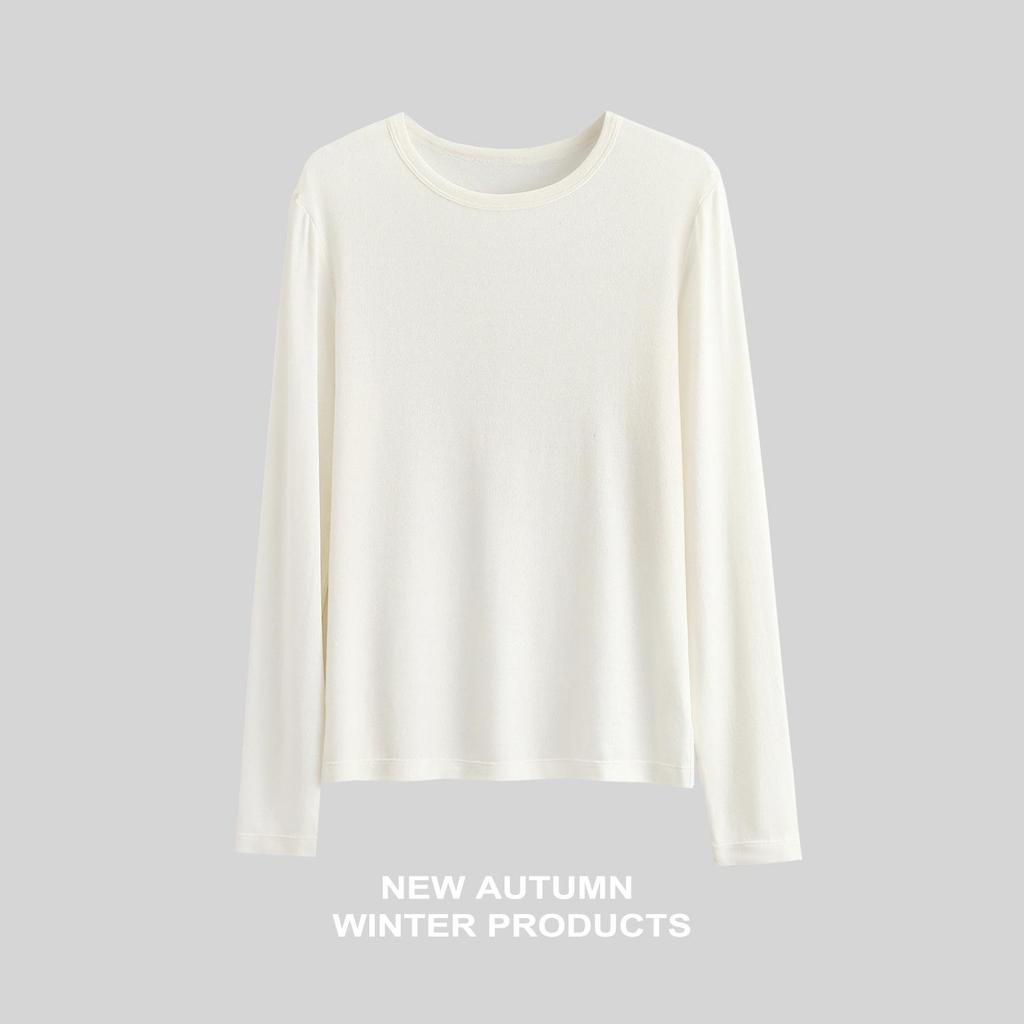 Sous-couche à manches longues et col semi-haut en Tencel pour femme, Collection Automne/Hiver 2024 - Épaisseur moyenne, Coupe ample.