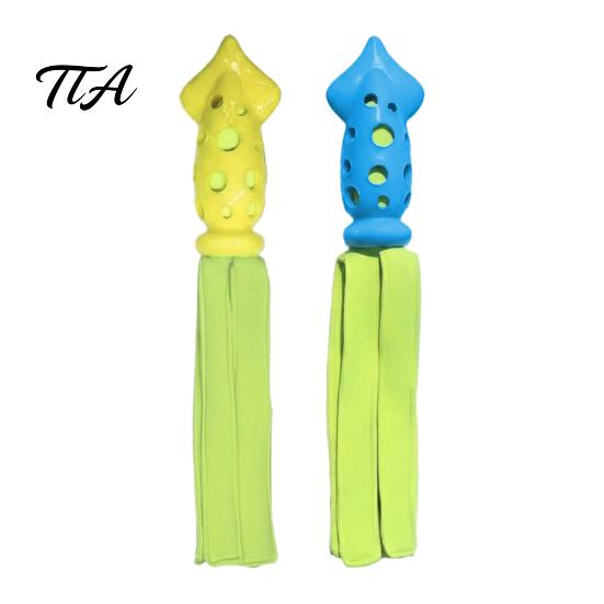 Pet Boredom Relief Supplies Octopus Squid Dog Chew Toy, Interactive Tug Squeaky Molar Toy with Flexible Rubber Training Toys Fabric Strips, Waterproof