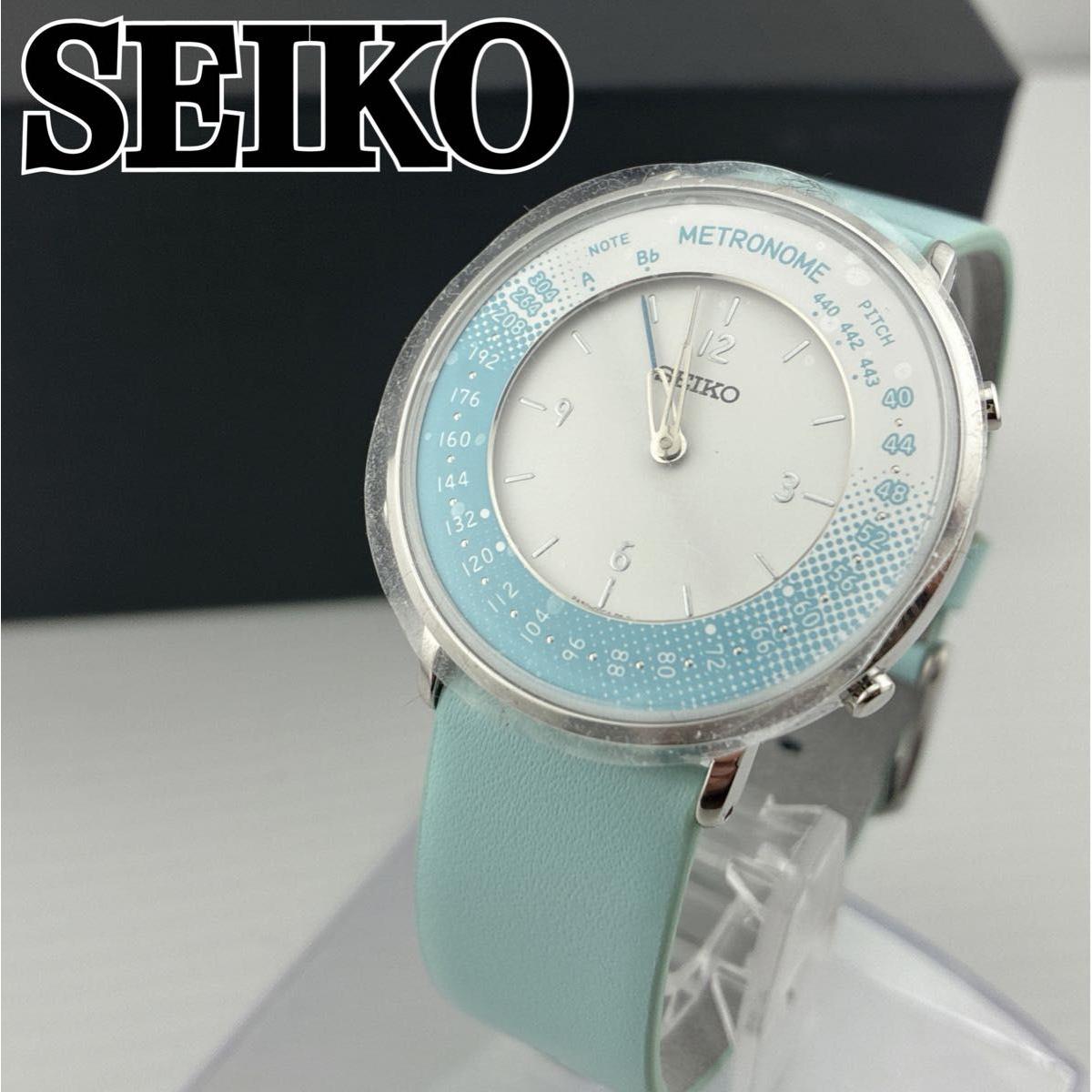 Unused grade SEIKO metronome watch wristwatch light blue