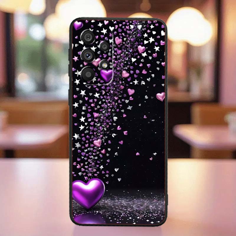 Luxurious Love Design Art Case For Samsung A41 A35 A34 A33 A32 A25 A24 A23 A21s A06 A05 A04 A03 Note 10 20 Ultra 5G Black