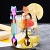 Cat Spoon Coffee Teaspoon, PBIEHSR Stainless Steel Hanging Cup Tea Spoon Two Different Lengths Dessert Scoop for Stirring Drink Mixing Milkshake Jam,