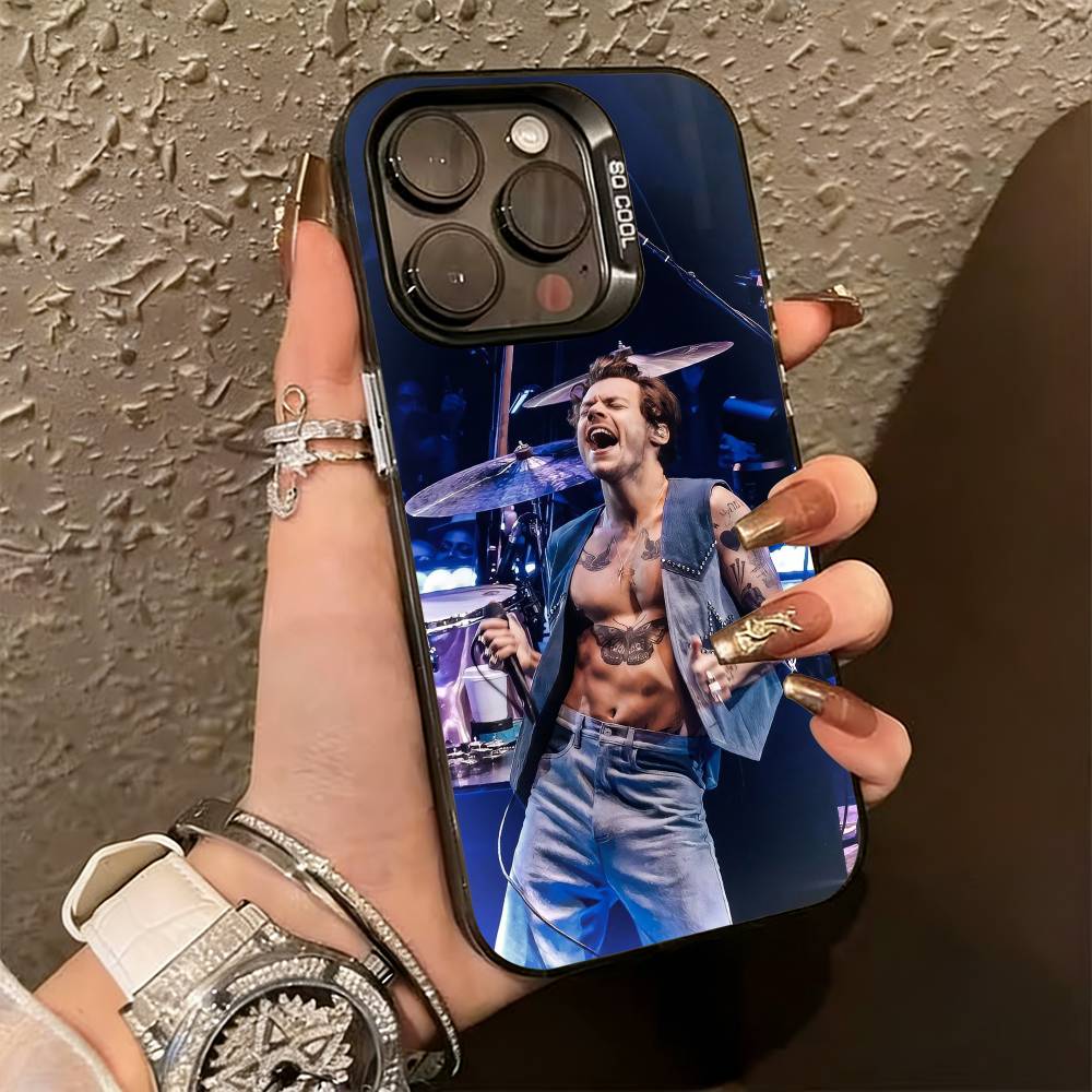 singer H-aRRy Music Styles Phone Case For iPhone 17,16,15,14,13,12,11 Plus,Pro Max,XS,Colored Silver Plated Inside Cover