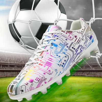 Men's/Women's Graffiti Football Boots Rubber Soft Sole Short Nail Artificial Turf Youth Kids Football Shoes