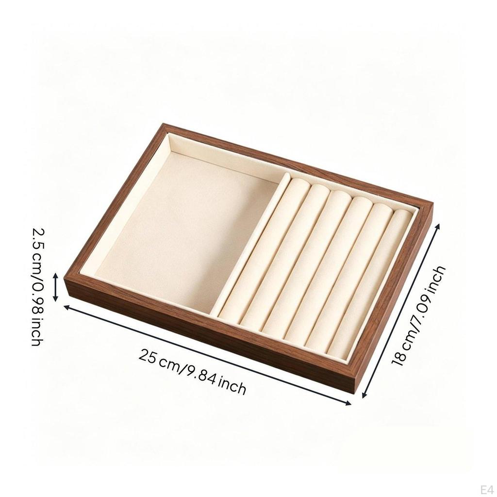 Vassoio Portagioie in Noce Vetrina Espositore in Legno Organizer per Orecchini da Donna, Comodino