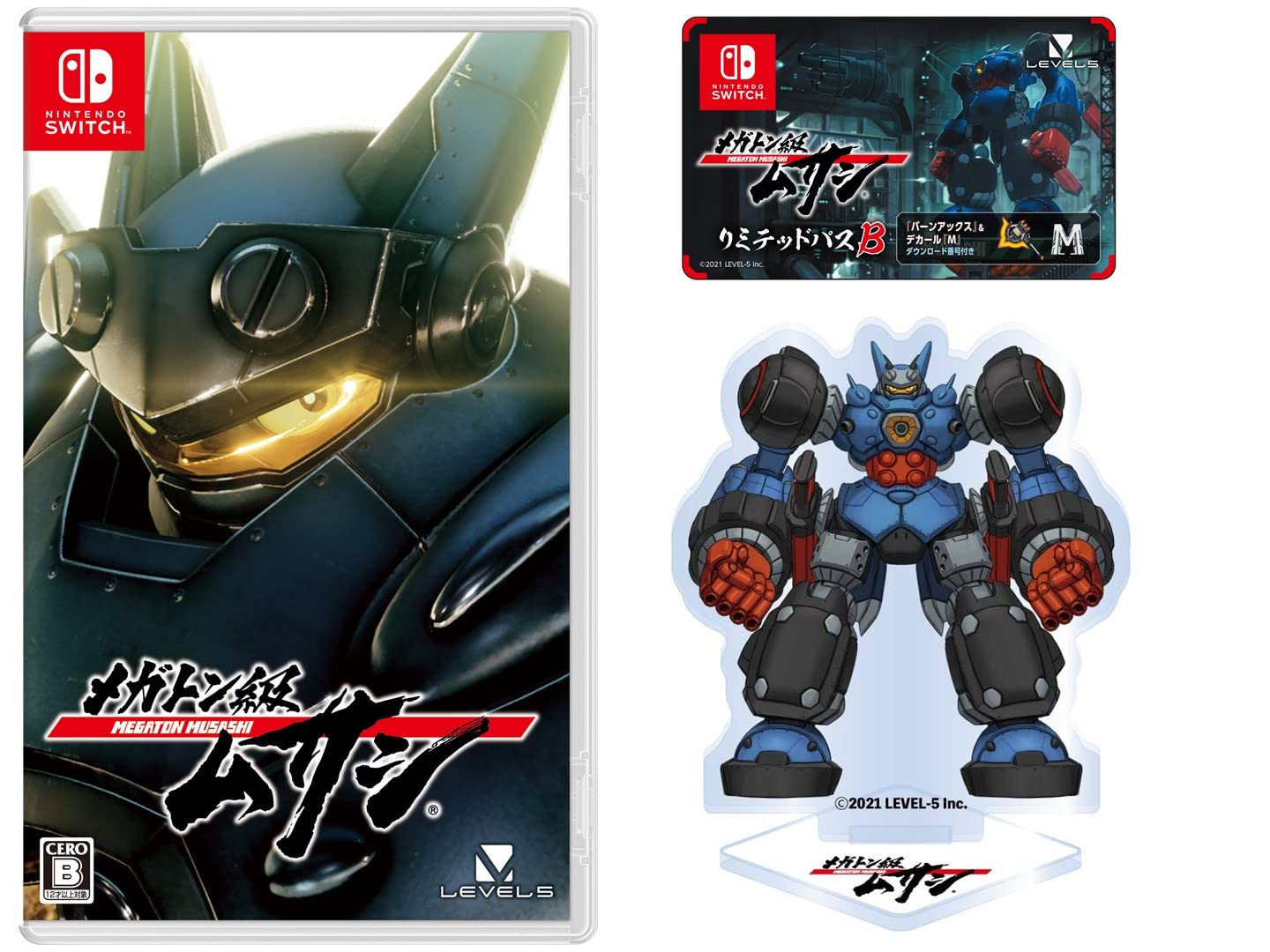 

Megaton Musashi Switch Purchase Limited Pass B Burn Decal M serial and original acrylic stand - (Early Bonus (with Axe, code) included)