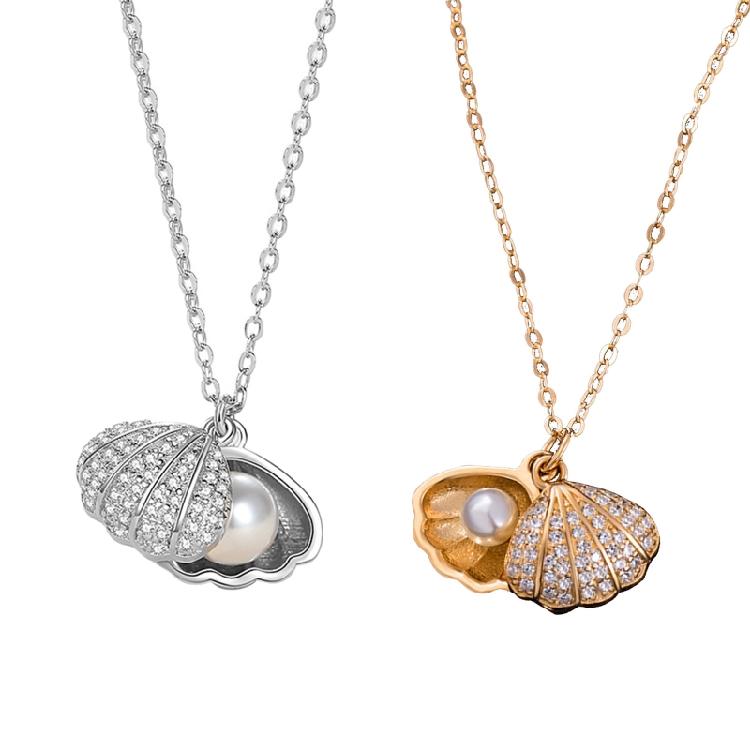 Sea for Shell Pendant Necklace Gold Silver Chain Necklace for Women Mermaid Neck