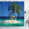 Summer Tropical Beach Scenery Shower Curtain with Hooks Seaside Island Palm Trees Blue Sea Bath Curtain Bathroom Bathtub Decor