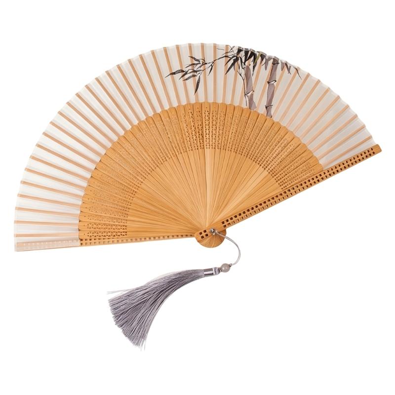 Elegant Chinese Folding Fan With Silk Like Fabric Perfect For Photography And Traditional Costume Handcrafted Fan